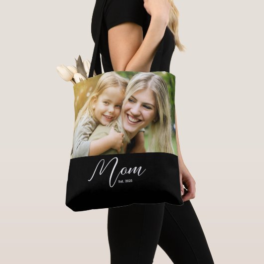 Tote Bag Mom Established Script Black Photo (De près)