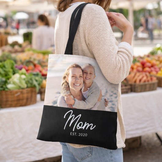 Tote Bag Mom Established Script Black Photo