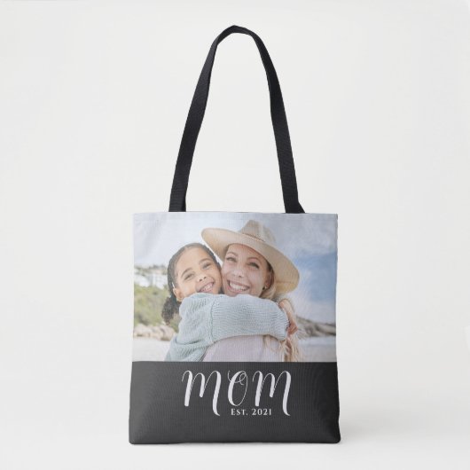 Tote Bag Mom Established Script Black Photo (Devant)