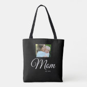 Tote Bag Mom Established Script Black Photo Gift (Dos)