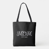 Tote Bag Mom Established White Modern Minimal Script (Dos)
