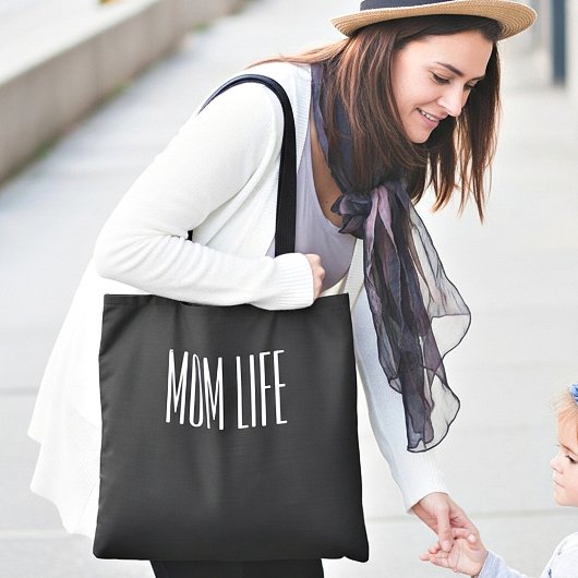 Tote Bag "MOM LIFE" texte simple personnalisé
