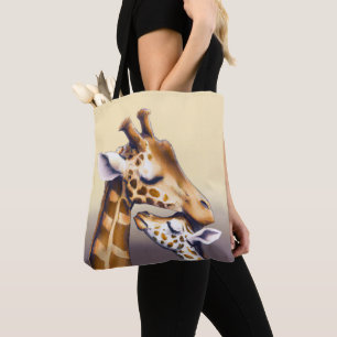 Tote Bag Moment de contact entre Mère Giraffe & Calf