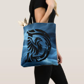 Tote Bag Moms Bold Aigle sur Blue Smoke Grand Épaule Fourre (De près)