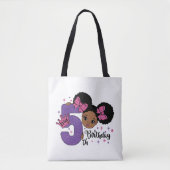 Tote Bag Mon 5e anniversaire Black Girl Parties scintillant (Devant)