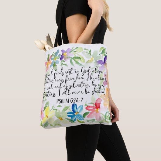 Tote Bag Mon âme trouve le repos en Dieu seule (De près)