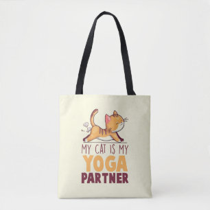 Tote Bag Mon Chat Est Mon Partenaire De Yoga - Étiquetage C