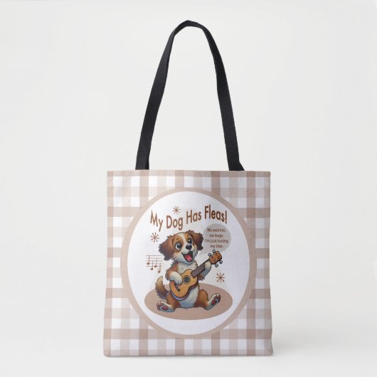 Tote Bag Mon Chien A Fleas Ukulele Tuning Chanson (Devant)