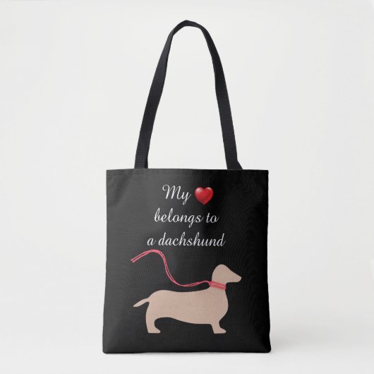Tote Bag Mon coeur appartient à un teckel (Devant)