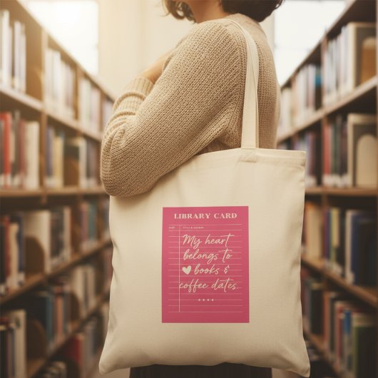 Tote Bag Mon coeur branché appartient aux livres & Dates de