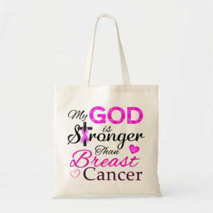Tote Bag Mon Dieu est plus fort que le cancer du sein