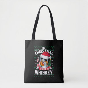 Tote Bag Mon esprit de Noël est pull moche Whiskey Xmas P