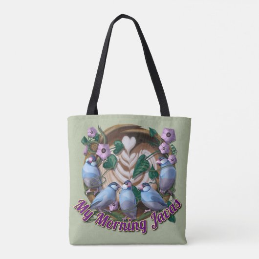 Tote Bag Mon JAVA du matin avec des moineaux de Java (Dos)