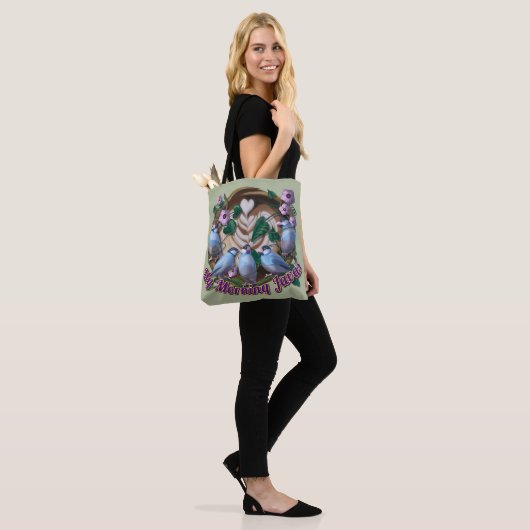 Tote Bag Mon JAVA du matin avec des moineaux de Java (Sur le modèle)