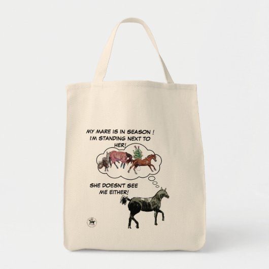 TOTE BAG MON MARE EST EN SAISON, FUNNY HORSE COMIC (Devant)
