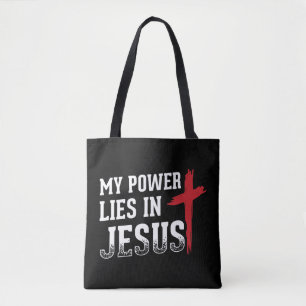 Tote Bag Mon Pouvoir Est En Jésus Croix Dieu Chemise Chréti