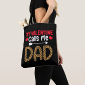 Tote Bag Mon Valentin m'appelle Papa Léopard Buffalo à carr (De près)