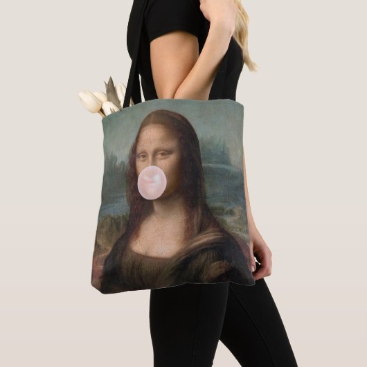 Tote Bag Mona Lisa Blown Pink Buble gomme (De près)