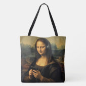 Tote Bag Mona Lisa moderne avec smartphone (Dos)