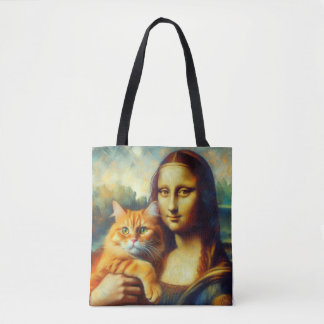 Tote Bag Mona Lisa peinture La Gioconda avec Chat