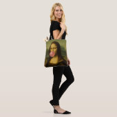 Tote Bag Mona Lisa soufflant de bulle rose (Sur le modèle)