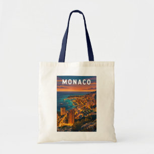 Tote Bag Monaco Illustration Voyage Art Vintage