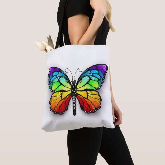 Tote Bag Monarque papillon arc-en-ciel (De près)