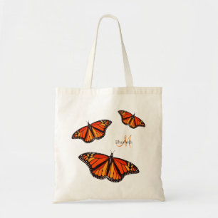 Tote Bag Monarque papillons monogrammé
