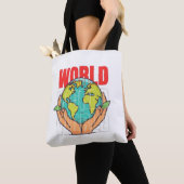 Tote Bag Monde – Conception de globe d'aventure de voyage (De près)
