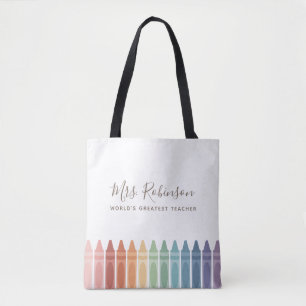 Tote Bag Monde Enseignant le plus grand Rainbow Crayon