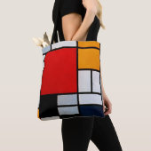 Tote Bag Mondrian - Composition avec grand plan rouge (De près)