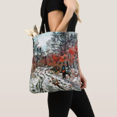 Tote Bag Monet - Chemin à travers la forêt, Effet neige (De près)
