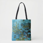 Tote Bag Monet - Lys d'Eau, Turquoise,<br><div class="desc">Claude Monet célèbre peinture,  Water Lilies,  Turquoise.</div>