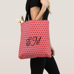 Tote Bag Mongram Cœur Rouge Ballon Amusant Imprimé Rose Par