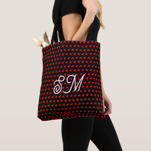 Tote Bag Mongram Cœur Rouge Ballon Féminin Noir Tout Imprim