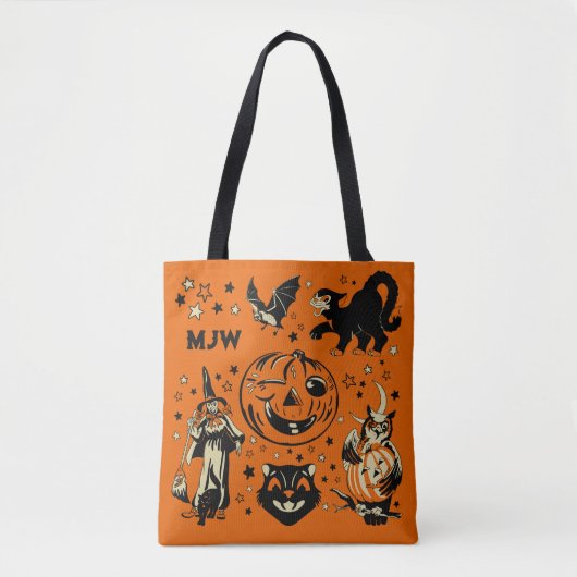 Tote Bag Mongrammed Retro Halloween (Devant)