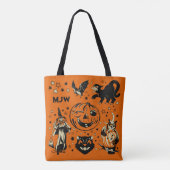 Tote Bag Mongrammed Retro Halloween (Dos)