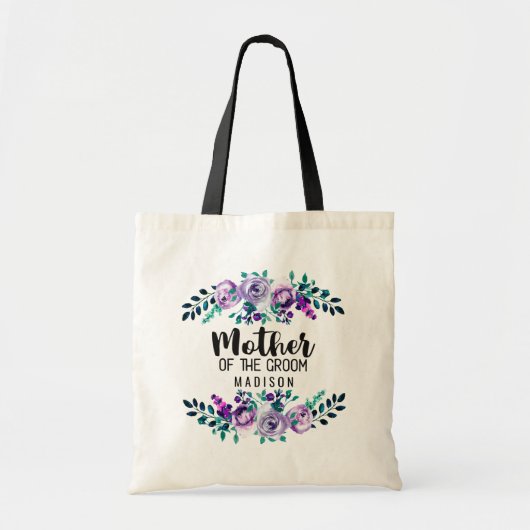 Tote Bag Monnaie et couronne de fleurs violettes Mère de la (Devant)