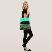 Tote Bag Monnaie Vert Et Empreinte de léopard Noir Monogram (Sur le modèle)
