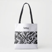 Tote Bag Monochrome : Abstrait Géométrique à Haut Contraste (Devant)