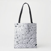 Tote Bag Monochrome Wave Pattern,  Modern Abstract Line Art (Devant)