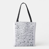 Tote Bag Monochrome Wave Pattern,  Modern Abstract Line Art (Dos)