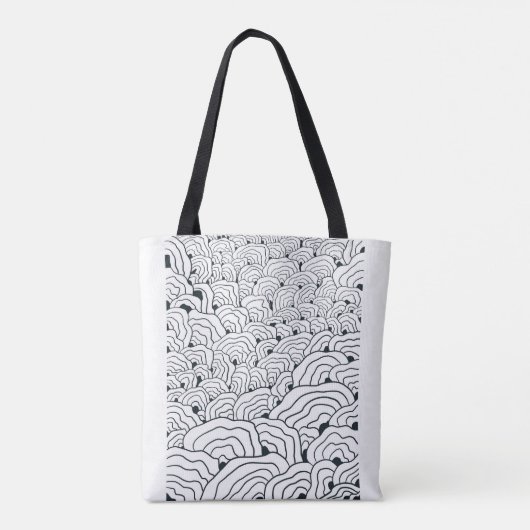 Tote Bag Monochrome Wave Pattern,  Modern Abstract Line Art (Dos)