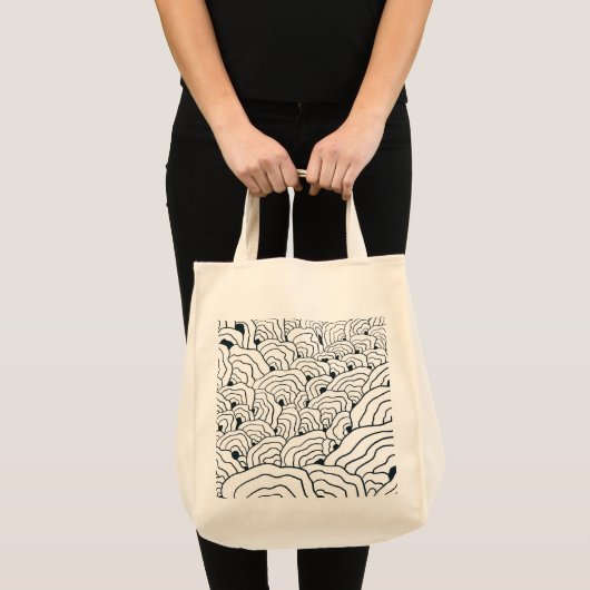 Tote Bag Monochrome Wave Pattern,  Modern Abstract Line Art (Devant (produit))