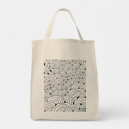 Tote Bag Monochrome Wave Pattern,  Modern Abstract Line Art (Dos)
