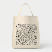 Tote Bag Monochrome Wave Pattern,  Modern Abstract Line Art (Devant)