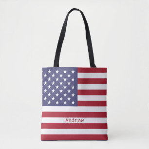 Tote Bag Monogram American USA Drapeau 4 juillet Personnali