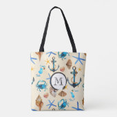 Tote Bag Monogram Beach Et Sea Life Motif À Thème (Dos)