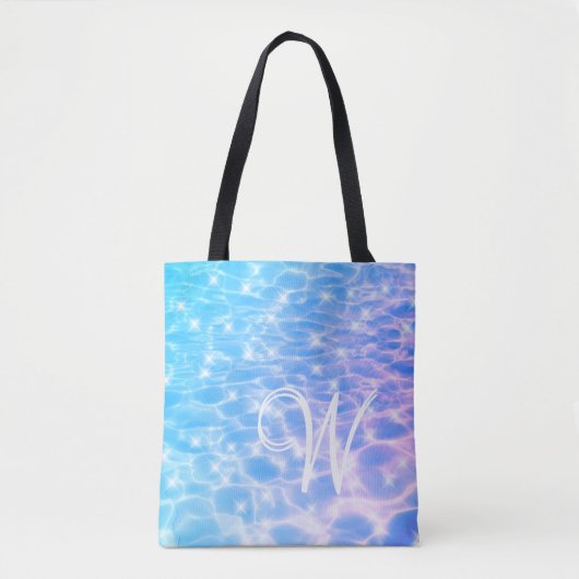 Tote Bag Monogram Blue Water Ocean Summer Élégant élégant (Devant)