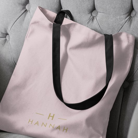 Tote Bag Monogram Blush | Elegant Gold Minimum